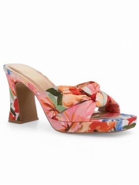Chinese Laundry Gwinn Colorful Floral Knot Block Heel Platform Mules - Size 9.5